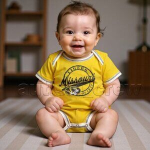 2/$12 💥♻ Official Pro Edge Missouri Mizzou Tigers Gold Bodysuit | 0-3m | 035